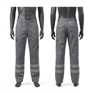 245 GSM Polyester/Cotton Corduroy Men's <b>Work</b> <b>Pants</b>-Waterproof Quick Dry Reinforced Knees Reflective Tape Left Leg Logo Acid Wash - Product Image 1