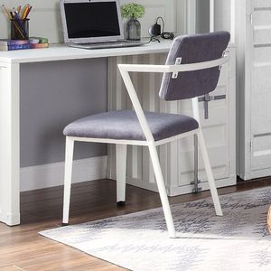 Sedia da Ufficio Imbottita Grigia e Bianca con Telaio in Metallo, Comoda Seduta per Ufficio - Product Image 2
