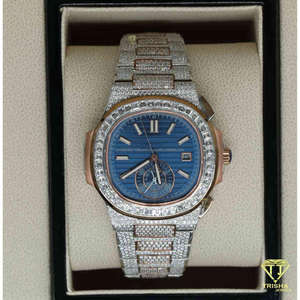 Reloj de Lujo Chapado en Oro Rosa con Incrustaciones de Diamantes Cultivados en Laboratorio VVS, Plata de Ley 925, Estilo Hip Hop para Hombre, Automático - Product Image 4