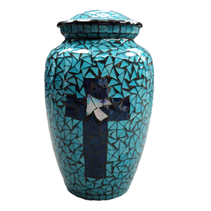 Urna Funeraria Grande para Cenizas de Adultos, Diseño de Cruz Celta con Mosaico Rojo, Urna Conmemorativa de Metal para Cenizas - Product Image 2