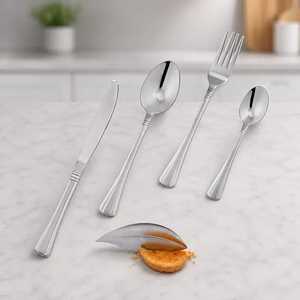 Ensemble de couverts modernes écologiques et durables en acier inoxydable, finition miroir haute brillance, résistant à la rouille, pour mariage, 4 pièces, passe au lave-vaisselle - Product Image 4