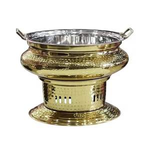 Plat de service de luxe en acier inoxydable doré avec couvercle en verre, chauffe-plats pour buffet d'hôtel, ensemble de service pour casseroles - Product Image 2