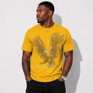 HMR Brotherhood Sisterhood Custom Logo Premium Cotton Fashion <b>Gold</b> Eagle Graphic T <b>Shirt</b> Premium Cotton Crew Neck Wholesale - Product Image 4
