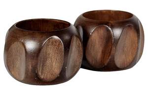 Ensemble d'anneaux de serviette en bois brun naturel faits à la main pour les fêtes - Design classique écologique - Product Image 2