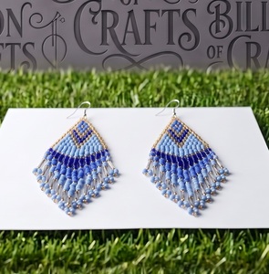 Billion Crafts Summer Resort Bohemian Geometric Miyuki Glass <b>Bead</b> <b>Fringe</b> Earrings Metallic Cap Cascade Tassel Dangle Party Jewel - Product Image 5