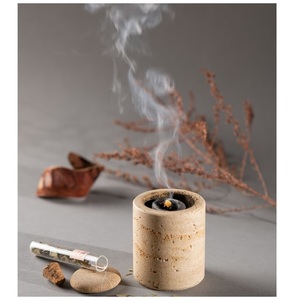 Quemador de Incienso de Piedra de Travertino Rústico, Difusor Aromático para Uso en Todas las Estaciones - Product Image 1