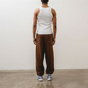 Men Harem Pants Elastic Waist Casual Knitted <b>Brown</b> Midweight <b>Joggers</b> - Product Image 4