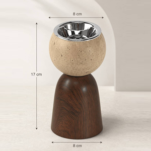 Elegant Wooden Incense <b>Burner</b> Featuring A Spherical Textured Top Dark Wood Base And <b>Silver</b> Bowl Perfect For Relaxing Ambience - Product Image 4