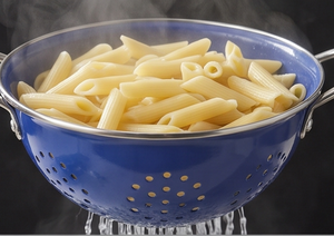 Passoire de cuisine moderne en émail bleu avec poignées en acier inoxydable, durable, pour fruits et légumes - Product Image 3