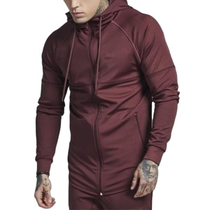 High Quality Raglan Sleeve Slim Fit Track Suit With Drawstring Hoodie & Full Front Zip Men's Sweat Suit For Jogging - Product Image 1