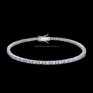 Wholesale Rose Gold & Rhodium Plated Round Cut Moissanite Tennis Bracelets with Micro <b>Paving</b> Design for Engagement Party Gifts - Product Image 1