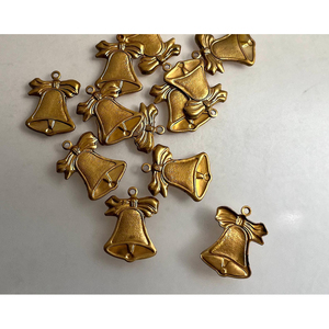 Custom Shinny Gold Color Metal Hanging Christmas Bell Minimalist Design Decorative Ornaments for <b>Outdoor</b> Christmas Accessories - Product Image 2