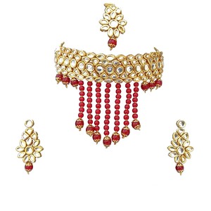 Collier choker indien classique pour femme, pour mariage, fiançailles, anniversaire, fête, vert, cristal traditionnel, Kundan, fausse perle, alliage d'or, cadeau - Product Image 3