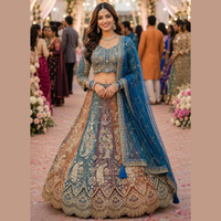 Lehenga Choli semi-cousu en tissu papillon à sequins, avec dupatta élégant, prix de gros par Royal Export