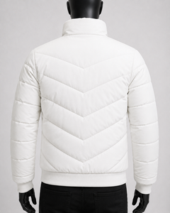 Premium Quality <b>Men's</b> <b>White</b> Puffer <b>Jacket</b> Stand Collar Windproof Polyester Winter Sporty <b>Jacket</b> with Zipper Closure and Logo - Product Image 4