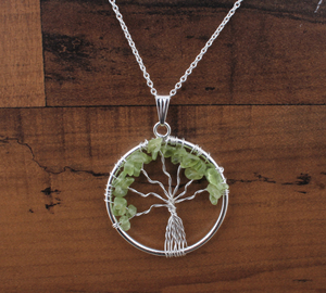 Pendentif Arbre de Vie en Citrine Naturelle Brute, Fil Plaqué Platine Fait Main Vintage, Argent Sterling 925 - Product Image 3