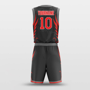 Maillots de basketball personnalisés sublimés sans manches col en V noir et rouge avec nom d'équipe, 100 % évacuation de l'humidité, unisexe, pour adultes, vêtements de sport - Product Image 3