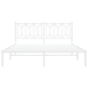 Cadre de lit king-size en acier blanc moderne, design rectangulaire, lits en métal modernes - Product Image 4