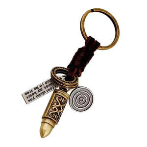 Vintage Alloy Gold Bullet Pendant Necklace with Adjustable Pure Leather Cord for Men & Boys - Product Image 3