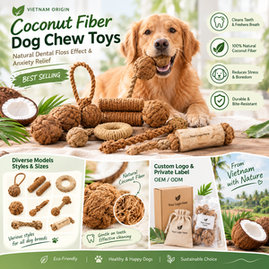 BEST SELLING Vietnam Origin Coconut Fiber Dog Chew Toys | Natural Dental Floss Effect & Anxiety Relief - Product Image 1