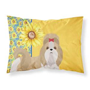 Girasoles de verano, arte de Shih Tzu dorado y blanco, funda de almohada estándar ligera y Súper suave, fundas de cojines decorativos de fácil cuidado - Product Image 1
