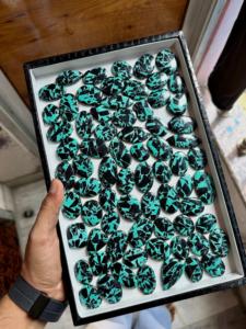 Natural Buffalo Turquoise Loose Gemstones Polished <b>Black</b> <b>Green</b> Matrix Oval Cabochon for Jewelry Making - Product Image 6