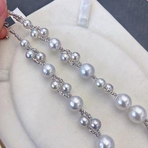 Collier en perles de Tahiti aux couleurs intenses 8-12 mm Forte brillance Plaqué or 18 carats Boule laser Diamants supérieurs - Colliers de qualité supérieure - Product Image 4