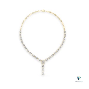 21.178 CT Yellow Gold Emerald Cut Lab Grown Diamond <b>Necklace</b> in 18K Solid Gold, Multi-Shape Drop <b>Statement</b> <b>Necklace</b> for Weddings - Product Image 6