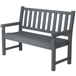 Panca da esterno in HDPE per 2 persone, capacità 530 libbre, sedile curvo, telaio in alluminio pressofuso grigio - Product Image 1