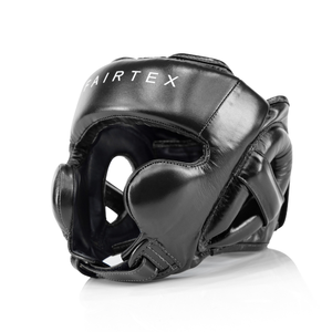 Fairtex Boxing Head Guard Black PU Leather Hook Loop Closure 7 Air Vents Clear Protective Sparring Training Helmet Unisex Adult - Product Image 6