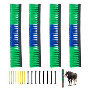 Cepillo rascador para ganado, paquete de 4, poste rascador para cabras con 16 tornillos, 16.9" x 3.9", cepillo para aliviar la picazón en la espalda de vacas - Product Image 1
