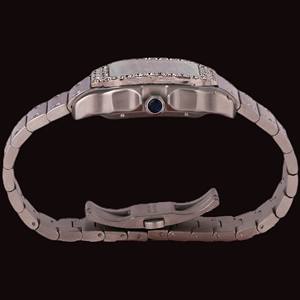 Hermoso Reloj de Pulsera Personalizado con Diamantes de Moissanita, Caja Cuadrada con Bisel, Color Azul, Números Romanos, Fecha Automática, Brillante - Product Image 5