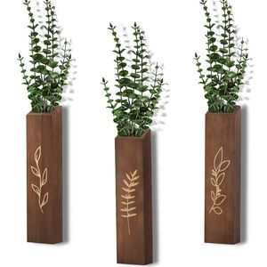 Modern Farmhouse Wooden Pocket Vases Wall Decor <b>Rustic</b> <b>Wood</b> Wall Planter for Bedroom Living Room Faux Plants Holder - Product Image 5