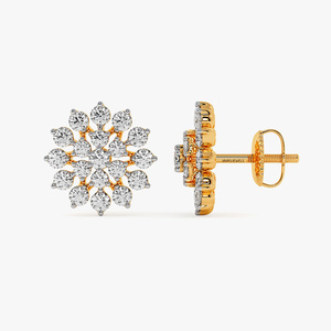 Boucles d'oreilles de luxe en diamants de laboratoire ronds pour femmes, bijoux en or 10K, 14K, 18K et en argent 925 ou 935 - Product Image 2