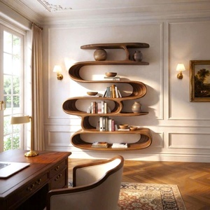 Estantería Moderna de Madera con Curvas Orgánicas y Estantes Fluidos para una Biblioteca Artística en el Hogar o un Elegante Adorno para la Sala de Estar - Product Image 4