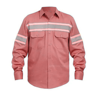 Chemise de travail réfléchissante rouge pour homme, polyester, manches longues, uniforme haute visibilité avec poches poitrine - Product Image 1