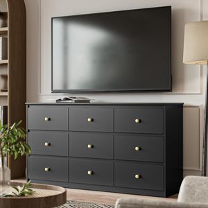 Comò moderno a 9 cassetti con maniglie in metallo armadio di stoccaggio per camera da letto o soggiorno armadio - Product Image 1