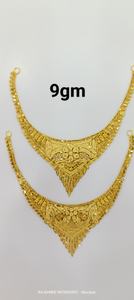 Parure de collier ras-du-cou Rani Haar en or massif 22 carats pour mariée indienne, avec mangalsutra traditionnel et chaîne Figaro, pour fiançailles et mariage à Dubaï - Product Image 4