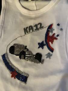 Exclusive Manufacturer White Cotton Ribbed Tank <b>Top</b> Crop <b>Top</b> With Beaded Embroidery Three Purple Fish Patches Women Hot Sale - Product Image 2