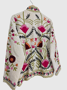 Veste florale brodée à la main, col mandarin, grande taille, veste en coton pour le printemps, style chic prairie pour femmes - Product Image 6