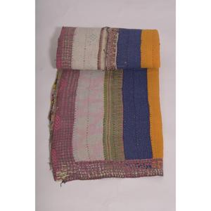ผ้าห่มกันธากุดรีทำมือจากผ้าฝ้ายอินเดีย ผ้าคลุมเตียงสไตล์โบโฮ ผ้าห่มสองด้าน ของตกแต่งบ้าน - Product Image 4