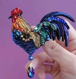 Artistic Embroidery Beaded Brooch <b>Pin</b> Handmade Gift for Fashion Lovers Unique Handcrafted Embroidered Beaded Brooch with Crystal - Product Image 1