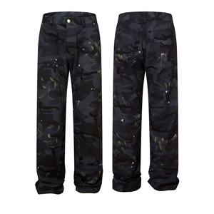 กางเกงยีนส์ทรงสลิมฟเลร์ตรงแบบวินเทจสีเหลืองดินเผาสำหรับผู้ชาย ไซส์สั่งทำพิเศษ พร้อมแผ่นหนังตกแต่ง - Product Image 3