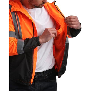 <b>Mens</b> <b>Reflective</b> High Visibility Safety <b>Jacket</b> Waterproof Workwear Coat for Construction Site Protection - Product Image 5