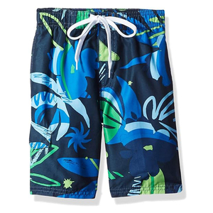 Shorts de bain longs pour hommes, imprimé floral, 100 % polyester, avec poches latérales et cordon de serrage, longueur au-dessus du genou, pour le surf et la plage, vente en gros - Product Image 5