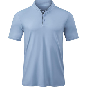 Chemise Homme Unie à Manches Courtes en Maille Décontractée avec Boutons Coupe Classique Logo Avant en Toile Écologique Rouge Bleu Marine Blanc - Product Image 5