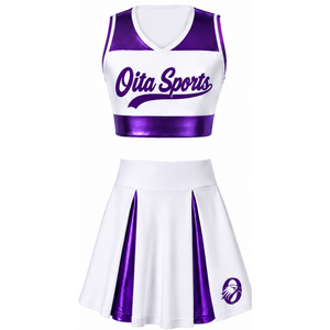 Maillot de cheerleading sans manches sublimé blanc et violet foncé, tenue de sport athlétique pour l'entraînement et la compétition - Product Image 1
