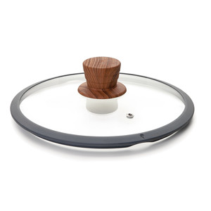Coperchio in vetro stile Tapa con manico in legno per pentole e padelle - Product Image 1