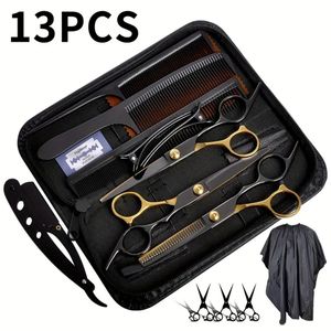 Kit de ciseaux de coiffure professionnels pour hommes et femmes avec fonctions d'éclaircissement, de mélange et de coupe – Ensemble complet pour salon - Product Image 6