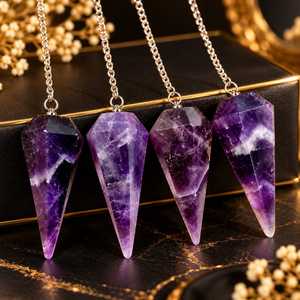 Últimos péndulos de amatista en venta al por mayor, péndulos de piedra de amatista para radiestesia, péndulo de piedra preciosa, metafísico, nueva era - Product Image 5
